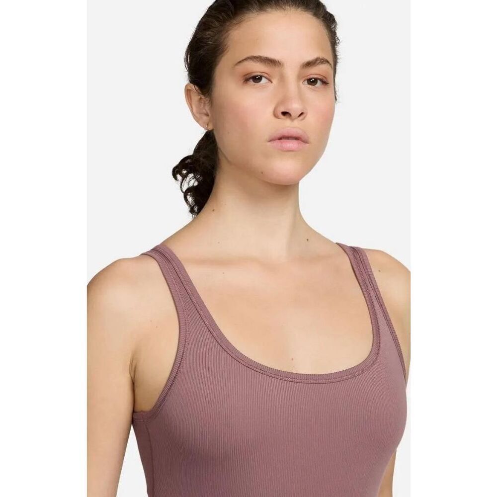 18. Nike MAUVE NWT Dri-FIT One Scoop Neck Ribbed Dress Romper - Picture 5 of 10